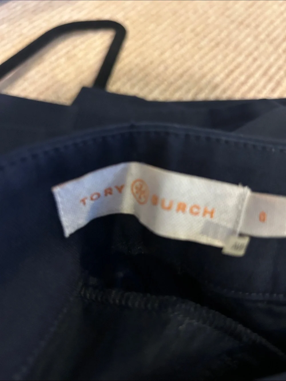 Tory Burch Navy Ankle Cropped Golf Pants with Gold Logo Accent